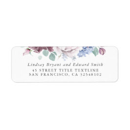 Mauve und Dusty Blue Floral Wedding Label