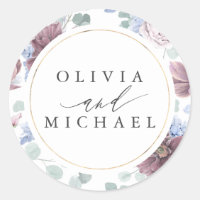 Mauve und Dusty Blue Floral Wedding Siegel