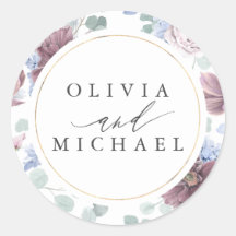 Mauve und Dusty Blue Floral Wedding Siegel