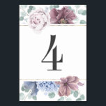 Mauve und Dusty Blue Floral Wedding Tischnummer<br><div class="desc">Mauve und staubblaue Blumen Hochzeitskarten für Tischnummern</div>