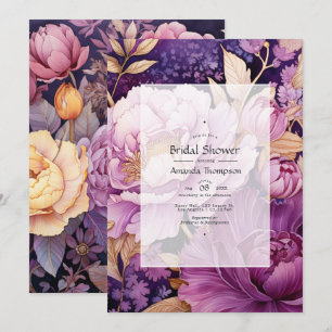 Mauve und Gold Floral Brautparty Einladung