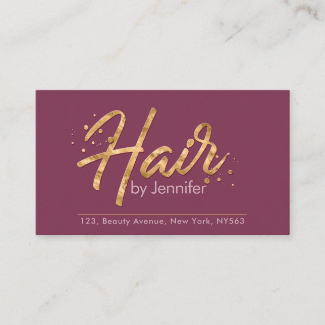 Mauve und Gold Glitzer - Business Card Visitenkarte (Vorderseite)