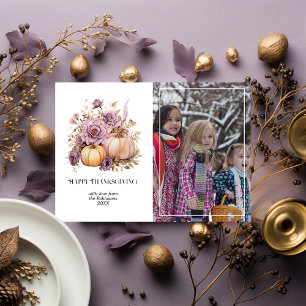 Mauve und Gold Holly und Ivy Erntedank Feiertagskarte