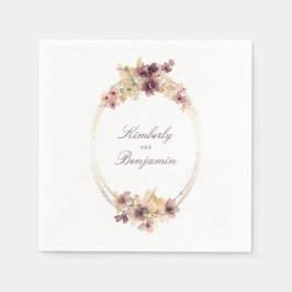 Mauve und Gold Vintage Aquarellfarben-Blume Serviette
