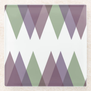 Mauve und grüne Dreiecke Glasuntersetzer