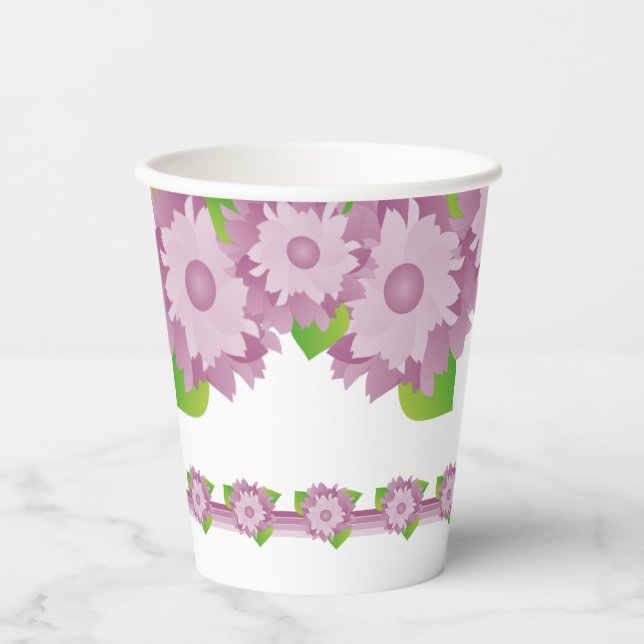 Mauve und Lila Blume Pappbecher (Vorderseite)