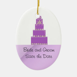 Mauve und Lila Hochzeitstortendesign Keramikornament