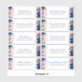 Mauve und Navy Blue Guest Names Address Labels