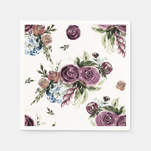Mauve und Olive Vintage Napkins Serviette (Vorderseite)