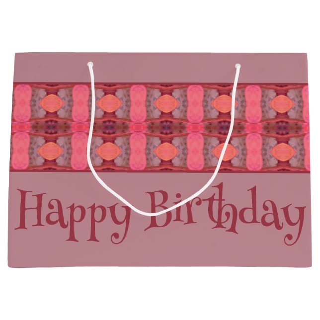 Mauve und Peach Gemustert Designer Große Geschenktüte (Vorderseite)