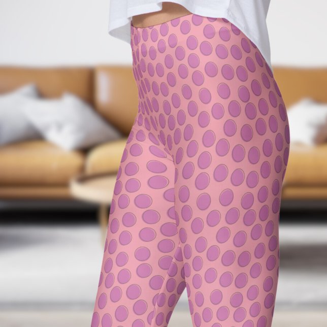 Mauve und Pink Polka Dot Pattern Leggings (Gorgeous Mauve and Pink Polka Dot Pattern Leggings)