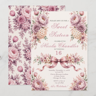 Mauve und Roségold Sweet Sixteen Einladung
