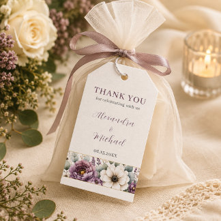 Mauve- und Salbei-Blumen-Hochzeitsgeschenk-Anhänge Geschenkanhänger
