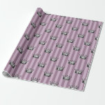 Mauve und Vintage Kronen-Muster Geschenkpapier<br><div class="desc">Dusky lila und schwarz Paris themed Vintage Kronen und Streifen Muster Packpapier.</div>