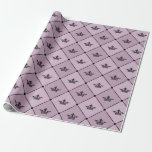 Mauve und Vintage Kronen-Muster Geschenkpapier<br><div class="desc">Dusky lila und schwarz paris themed Vintage Kronen Muster Packpapier.</div>