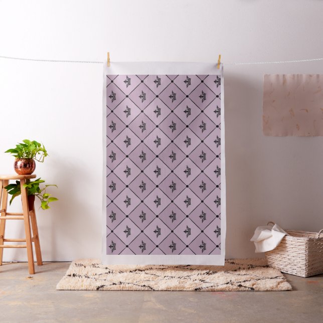 Mauve und Vintage Kronen-Muster Stoff (Beispiel)
