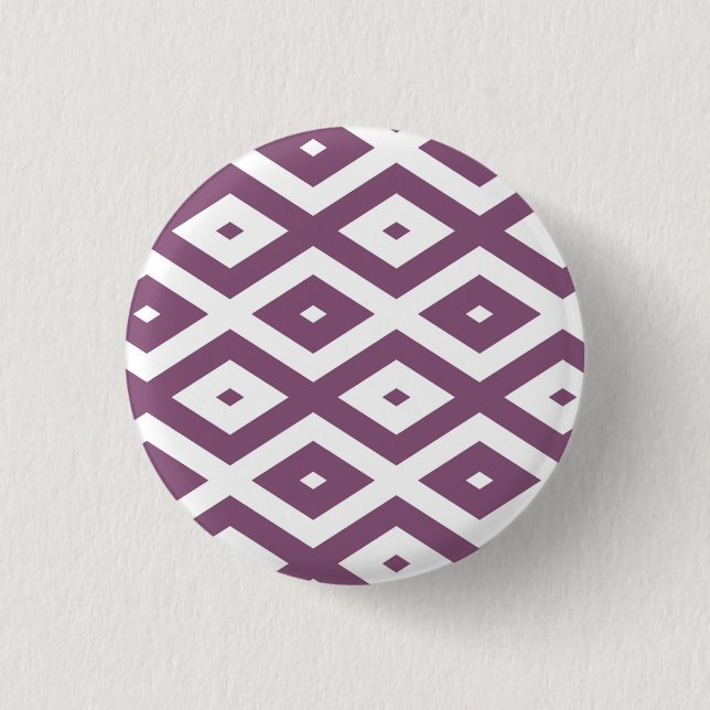 Mauve und weißes Diamantmuster Button (Vorderseite)