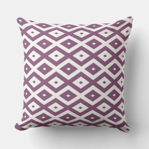 Mauve und weißes Diamantmuster Kissen