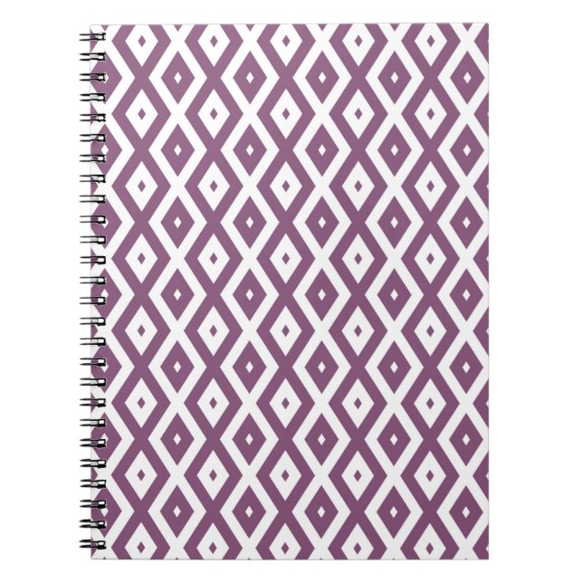 Mauve und weißes Diamantmuster Notizblock (Vorderseite)