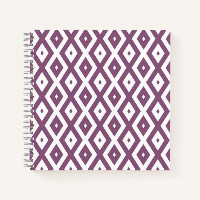 Mauve und weißes Diamantmuster Notizbuch (Vorderseite)