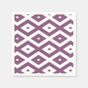 Mauve und weißes Diamantmuster Serviette