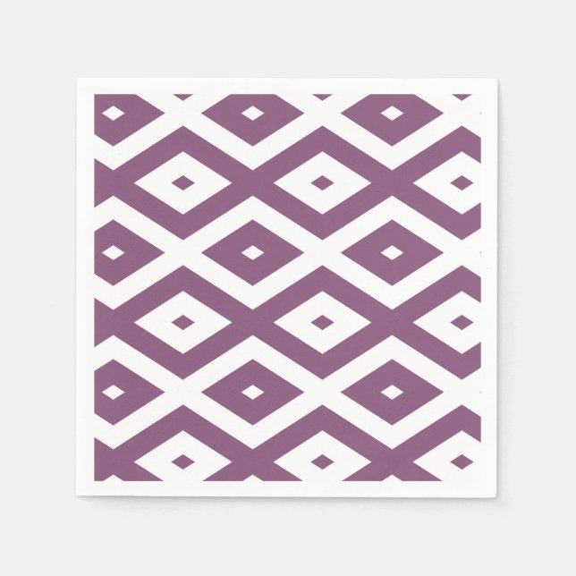Mauve und weißes Diamantmuster Serviette (Vorderseite)