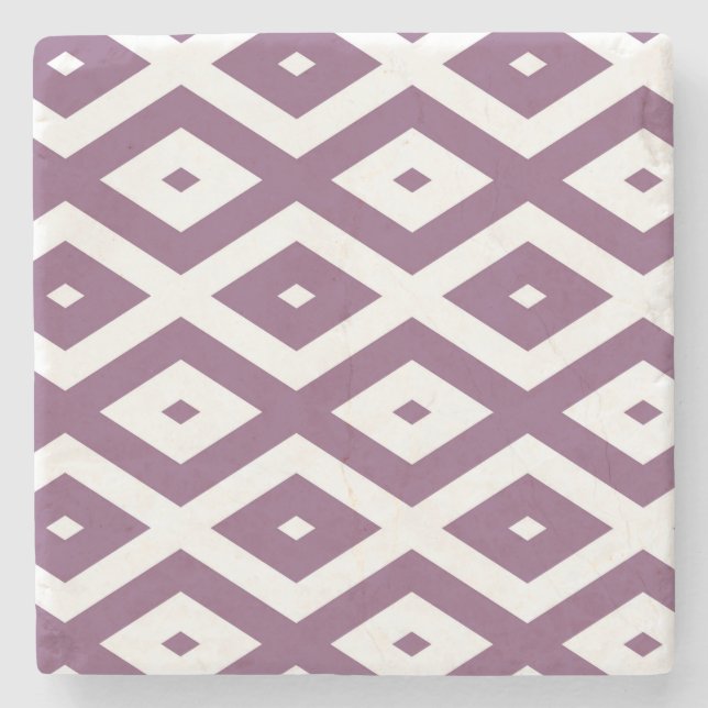 Mauve und weißes Diamantmuster Steinuntersetzer (Vorderseite)