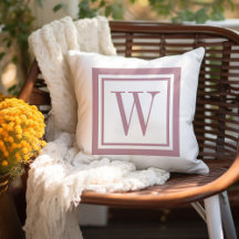 Mauve und White Classic Square Monogramm