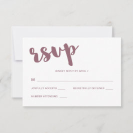 Mauve und White Typografy Wedding Rsvp Response