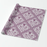 Mauve und White Vintag Damask Muster Geschenkpapier<br><div class="desc">Dusky lila und weiß Paris Thema Vintage Muster Packpapier.</div>