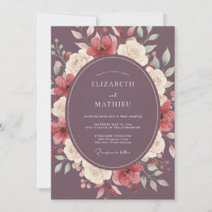 Mauve verzierte herbstliche Hochzeit Einladung