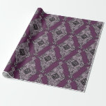 Mauve Vintag Paris Pattern Geschenkpapier<br><div class="desc">Chic dusky lila und schwarz Vintage Damast Packpapier.</div>