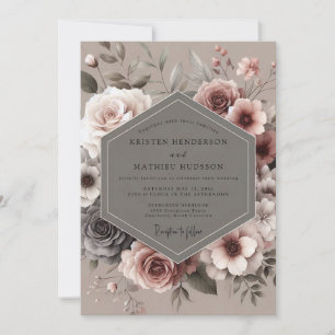 Mauve Vintage-Blooming-Hochzeit Einladung