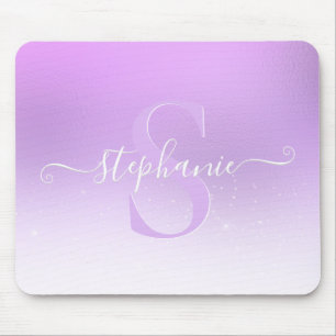 Mauve Violet Shimmer Sparkle Glitzer Monogram Mousepad
