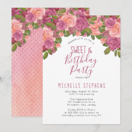 Mauve Watercolor Floral Sweet 16 Geburtstagsparty Einladung