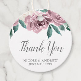 Mauve Watercolor Rose Blumenhochzeit Geschenkanhänger