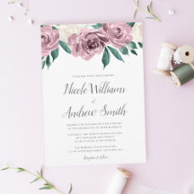 Mauve Watercolor Rose Einladungen für Hochzeiten