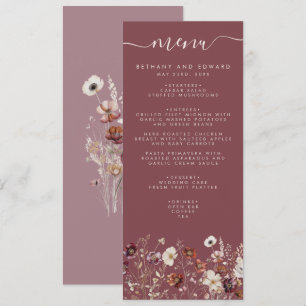 Mauve Wedding durch Whimsical Fall getrocknete Blu Menükarte