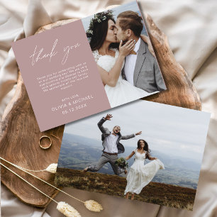 Mauve Wedding Vielen Dank Foto Minimalistisch Card Dankeskarte