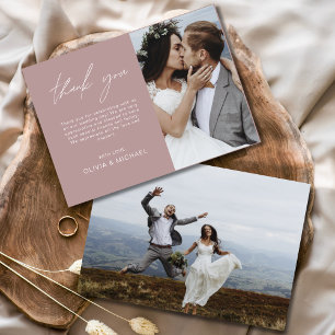 Mauve Wedding Vielen Dank Foto Simple Card Dankeskarte