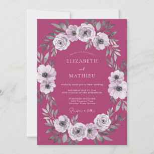 Mauve Weiße Anemone Hochzeit Einladung