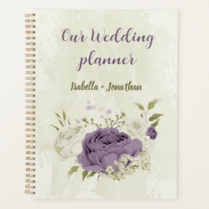 mauve weiße Blumen Grüne Hochzeit Planer
