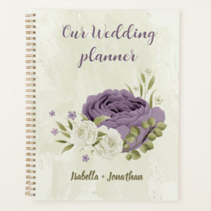 mauve weiße Blumen Grüne Hochzeit Planer