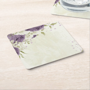 mauve weiße Blumen Grüne Hochzeit Rechteckiger Pappuntersetzer