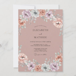 Mauve Whimsical Botanische Hochzeit Einladung