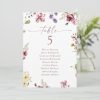 Mauve Wildblume Tischnummer Sitzkarte