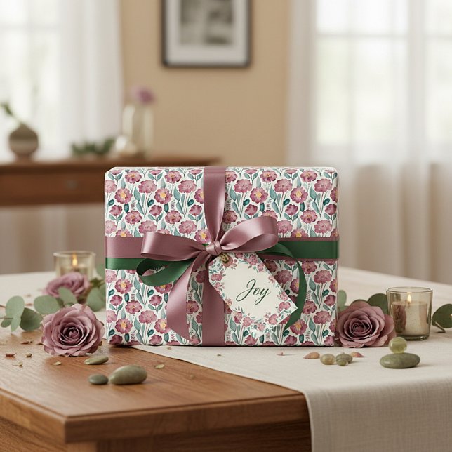 Mave Wasserfarben-Blumenmuster Geschenkpapier (Von Creator hochgeladen)