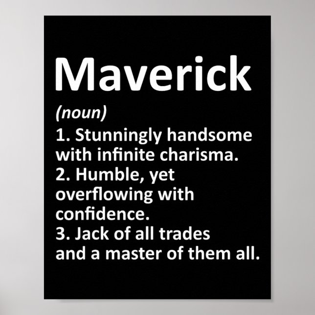 Maverick Definition Personalisierter Name Lustiger Poster (Vorne)