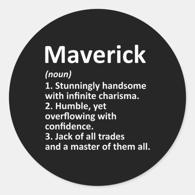 Maverick Definition Personalized Name Funny Birthd Runder Aufkleber (Vorderseite)