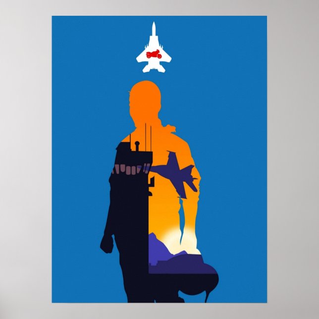 Maverick Pilot Minimalistische Silhouette Style Mo Poster (Vorne)